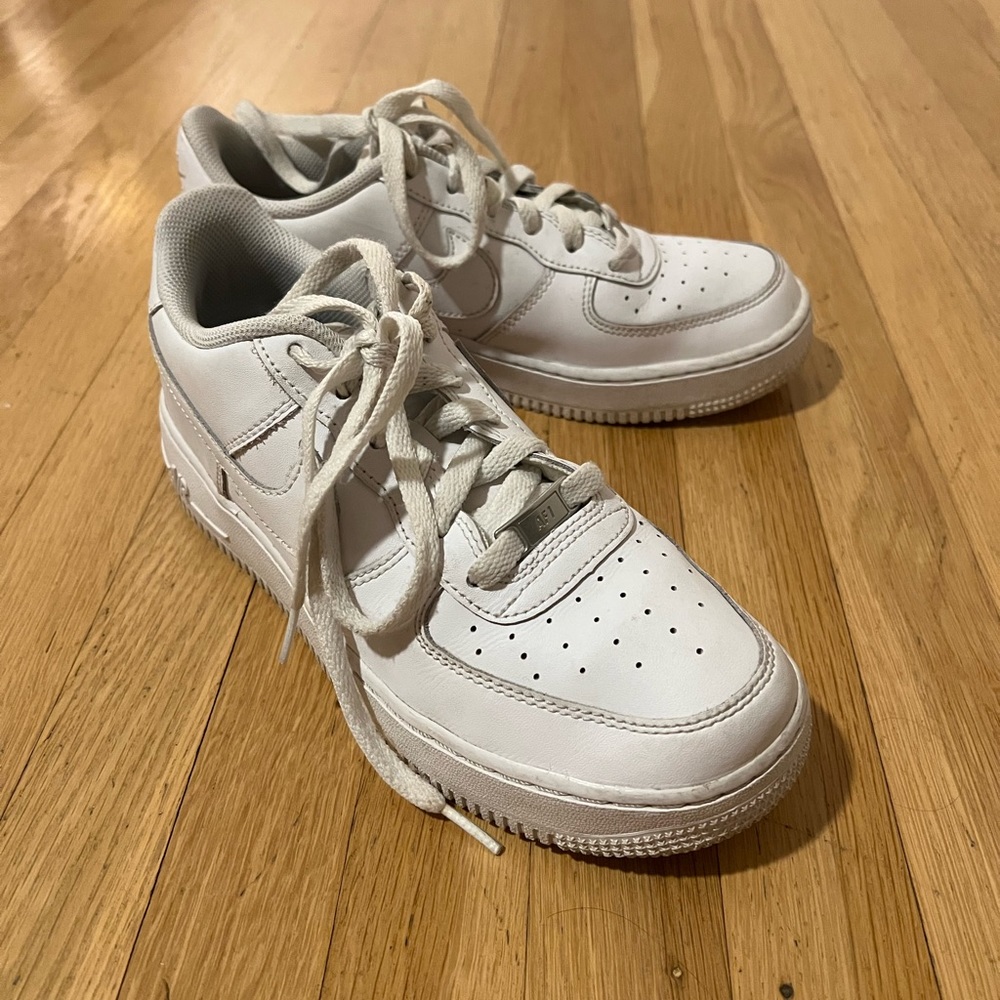 Nike Air Force ones low top all white; US 6.5Y/women 8